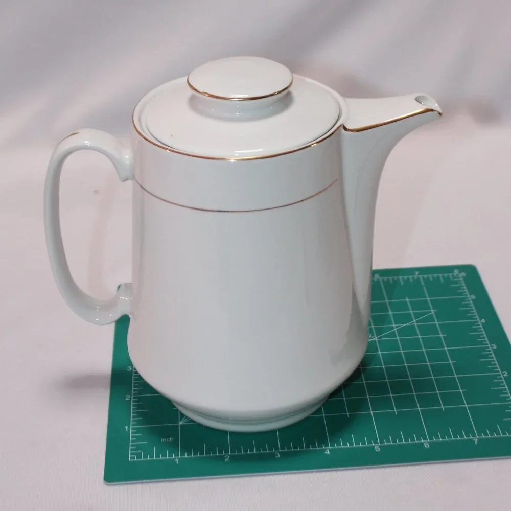 Vintage Lynns Fine China Teapot and Creamer White with Gold Trim
